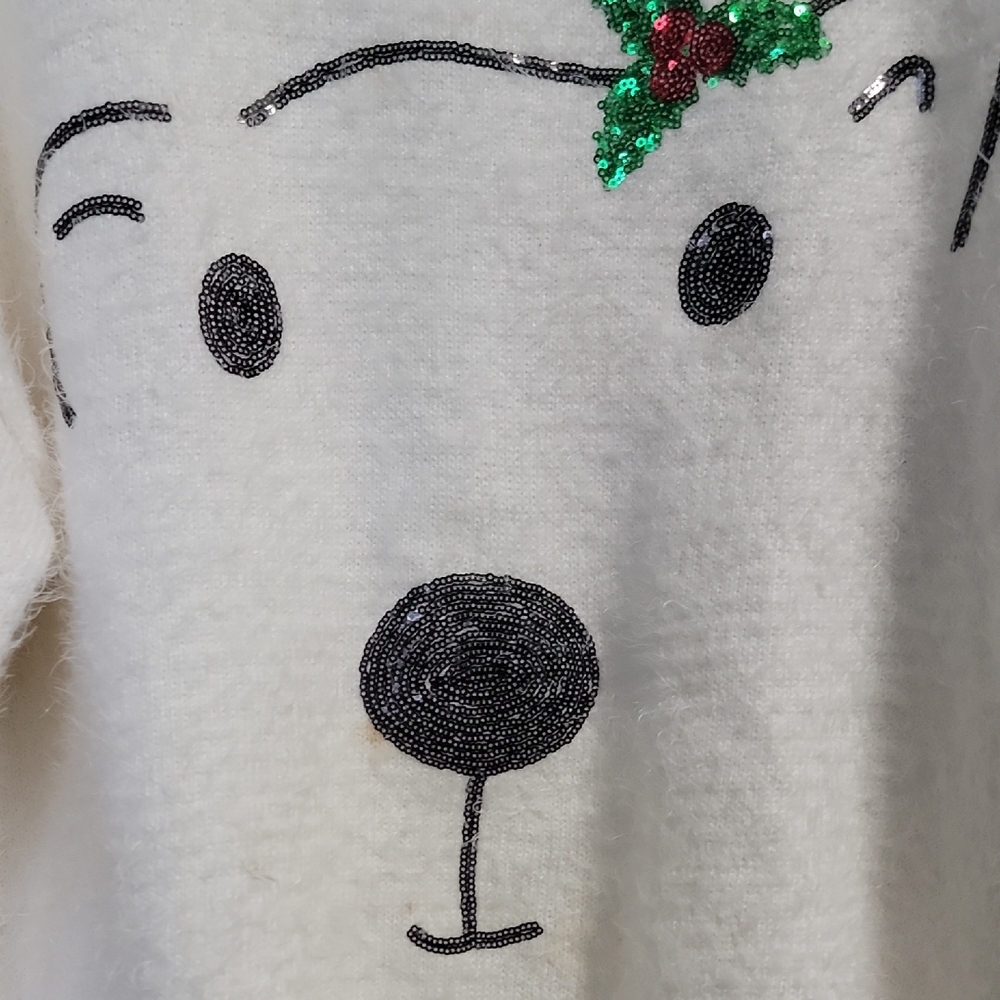 Holiday Time White Bear Sweater with Holly Accent - Picture 4 of 6